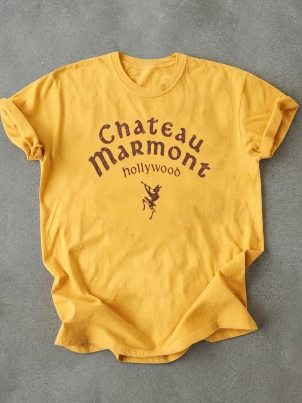 Chateau Marmont Hollywood Yellow Graphic Gildan T-Shirt